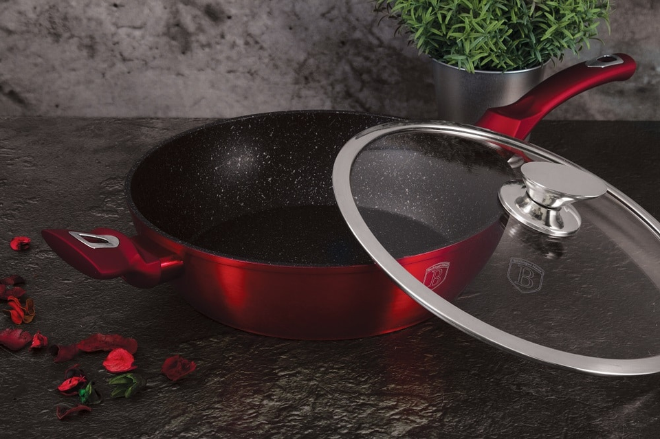 Deep Frying Pan with Lid 28cm Berlinger Haus BH/1260 Burgundy