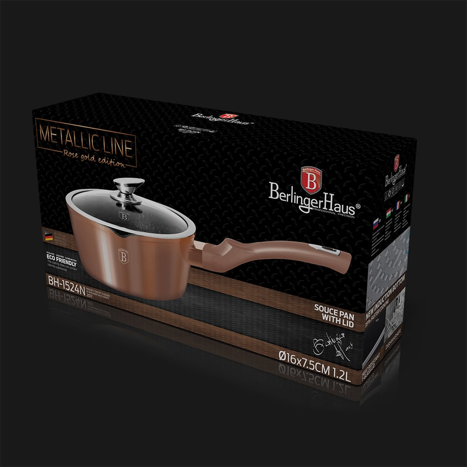 Saucepan with Lid 16 cm Berlinger Haus BH/1524 Rose Gold Collection