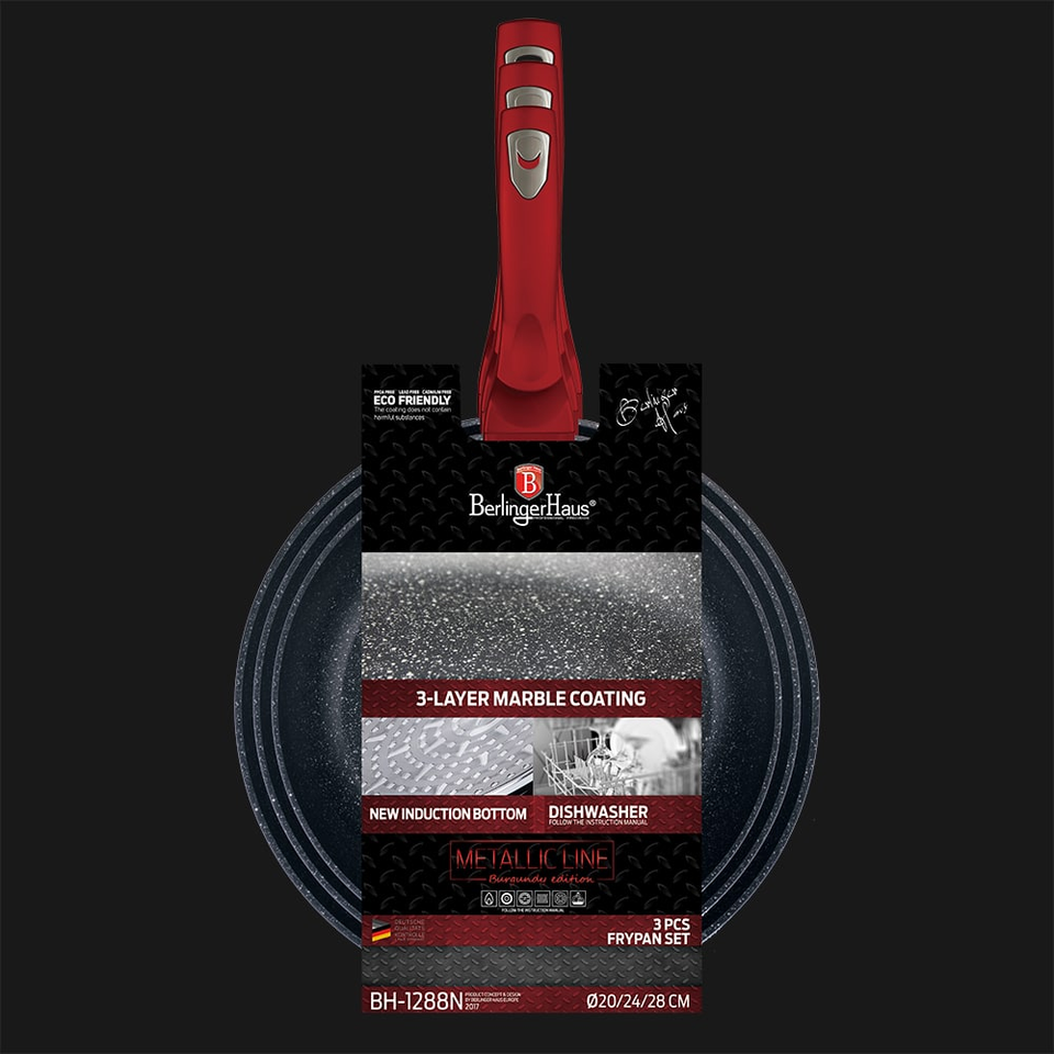 Frying Pan Set Berlinger Haus BH/1288 Metallic Burgundy Line