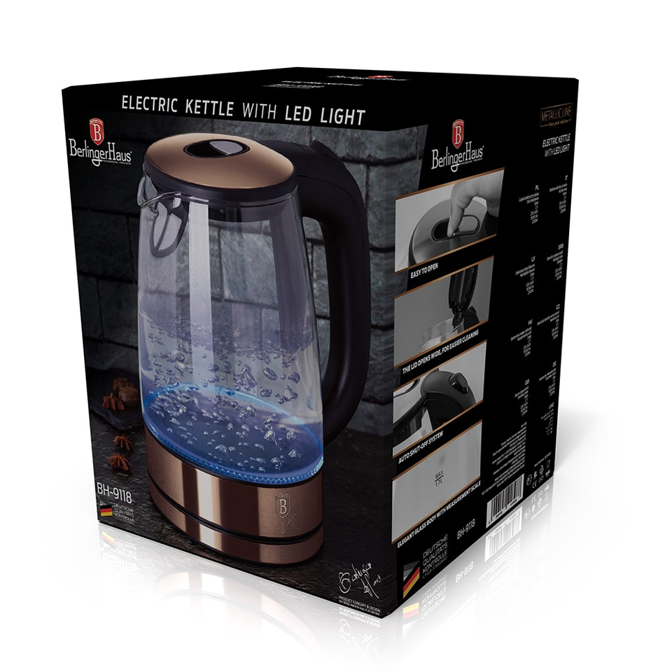 Electric Glass Kettle Berlinger Haus BH/9118 Rose Gold Collection