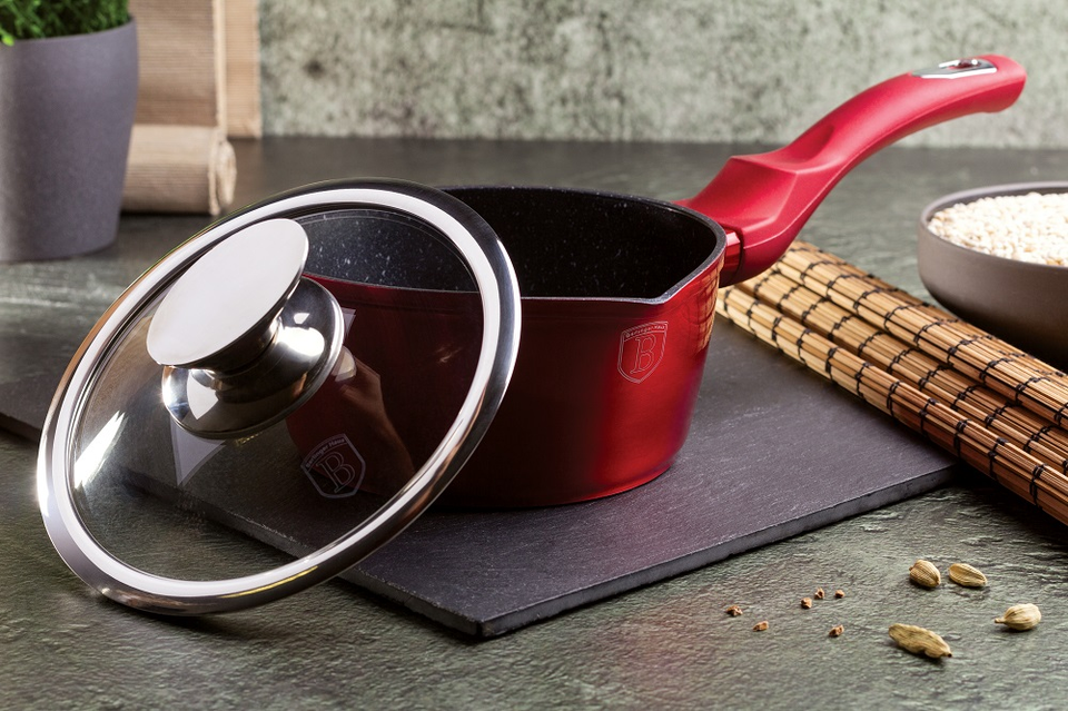 Saucepan with Glass Lid 16 cm Berlinger Haus BH/1525 Burgundy Line