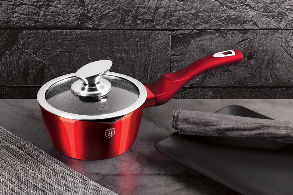 Saucepan with Glass Lid 16 cm Berlinger Haus BH/1525 Burgundy Line