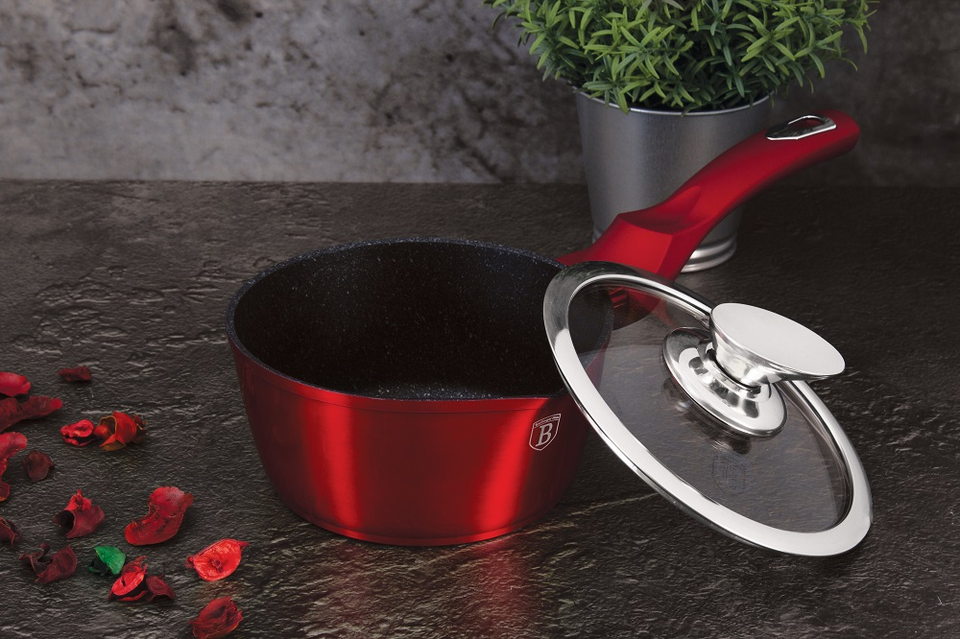 Saucepan with Glass Lid 16 cm Berlinger Haus BH/1525 Burgundy Line