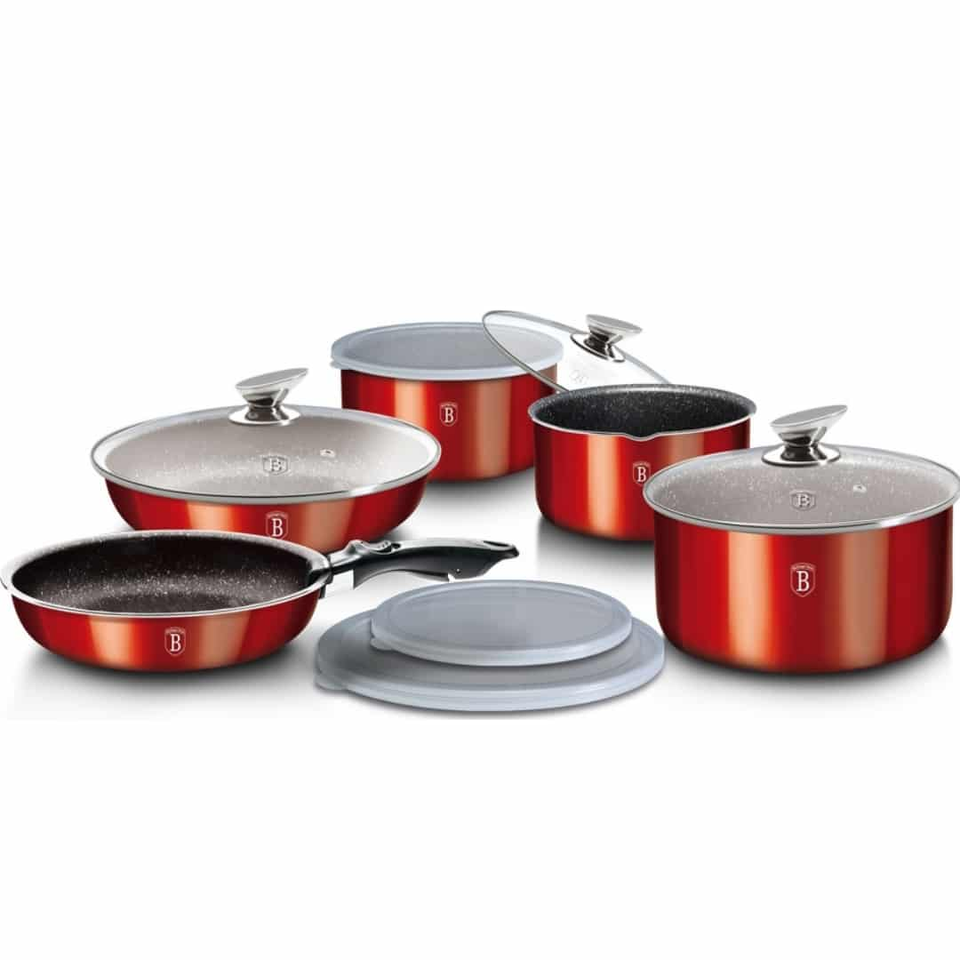 12-Piece Cookware Set Berlinger Haus BH/1674 Metallic Burgundy Collection