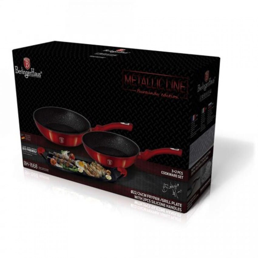 Frying Pan Set Berlinger Haus BH/1668 Metallic Burgundy Line