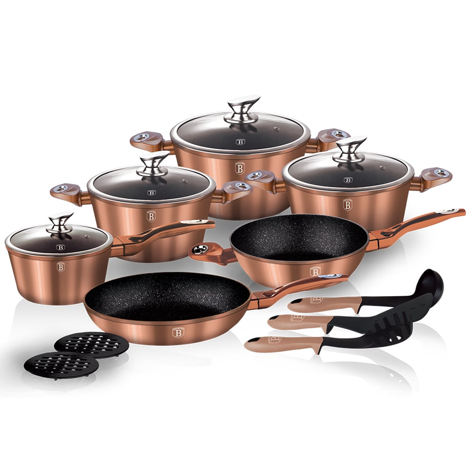 15-Piece Cookware Set Berlinger Haus BH-1224 Rose Gold Collection