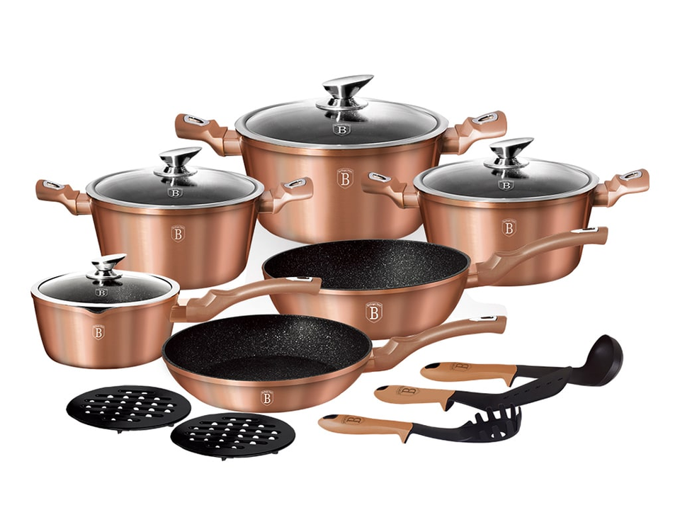 15-Piece Cookware Set Berlinger Haus BH-1224 Rose Gold Collection