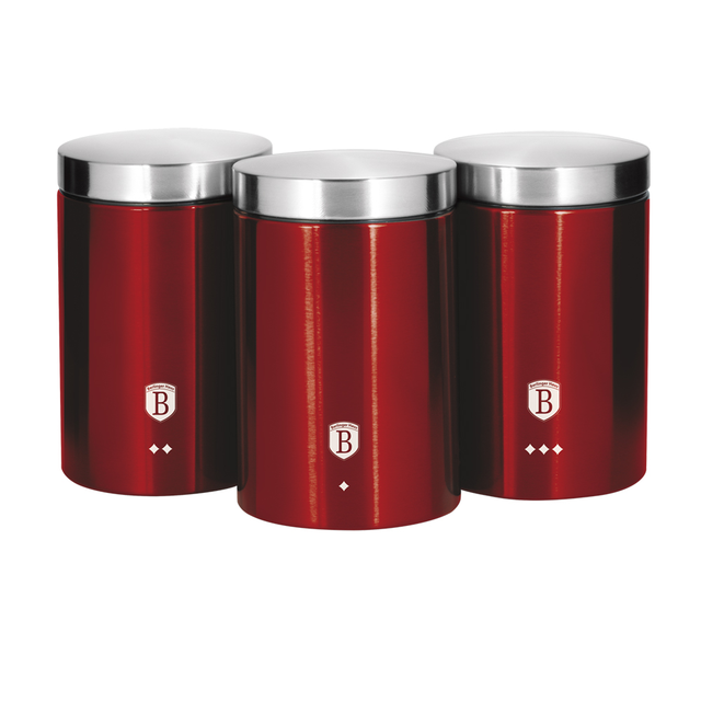 3 Piece Kitchen Canister Set Berlinger Haus BH/1343 Burgundy Collection