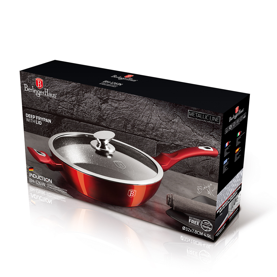 Deep Frying Pan 32 cm Berlinger Haus BH-1261 Burgundy Line