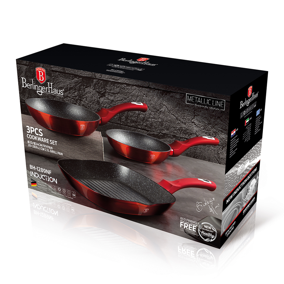 Frying Pan Set Berlinger Haus BH/1289 Metallic Burgundy Line