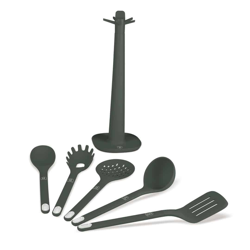 6 pcs Kitchen Tool Set with Rotating Stand, Matt Green – Berlinger Haus LPBH265