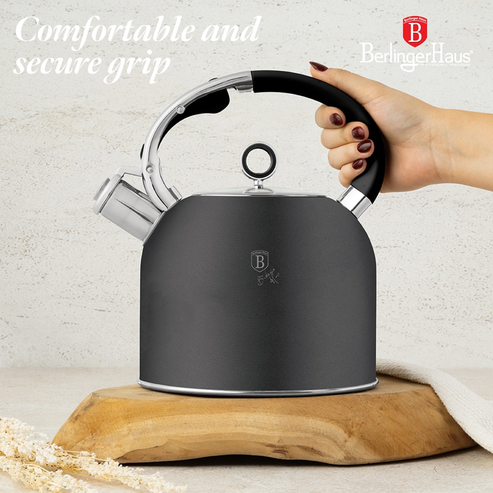 Kettle with Glass Lid 3.0L, Matt Anthracite Berlinger Haus BH8917