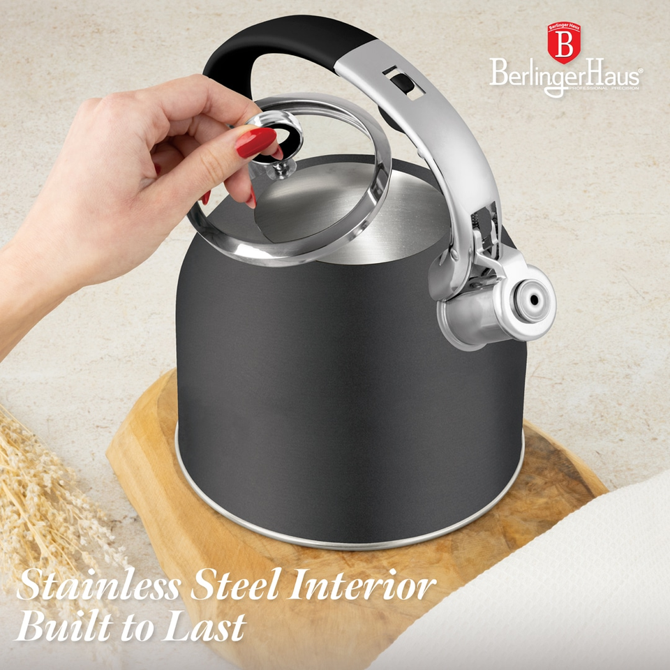 Kettle with Glass Lid 3.0L, Matt Anthracite Berlinger Haus BH8917