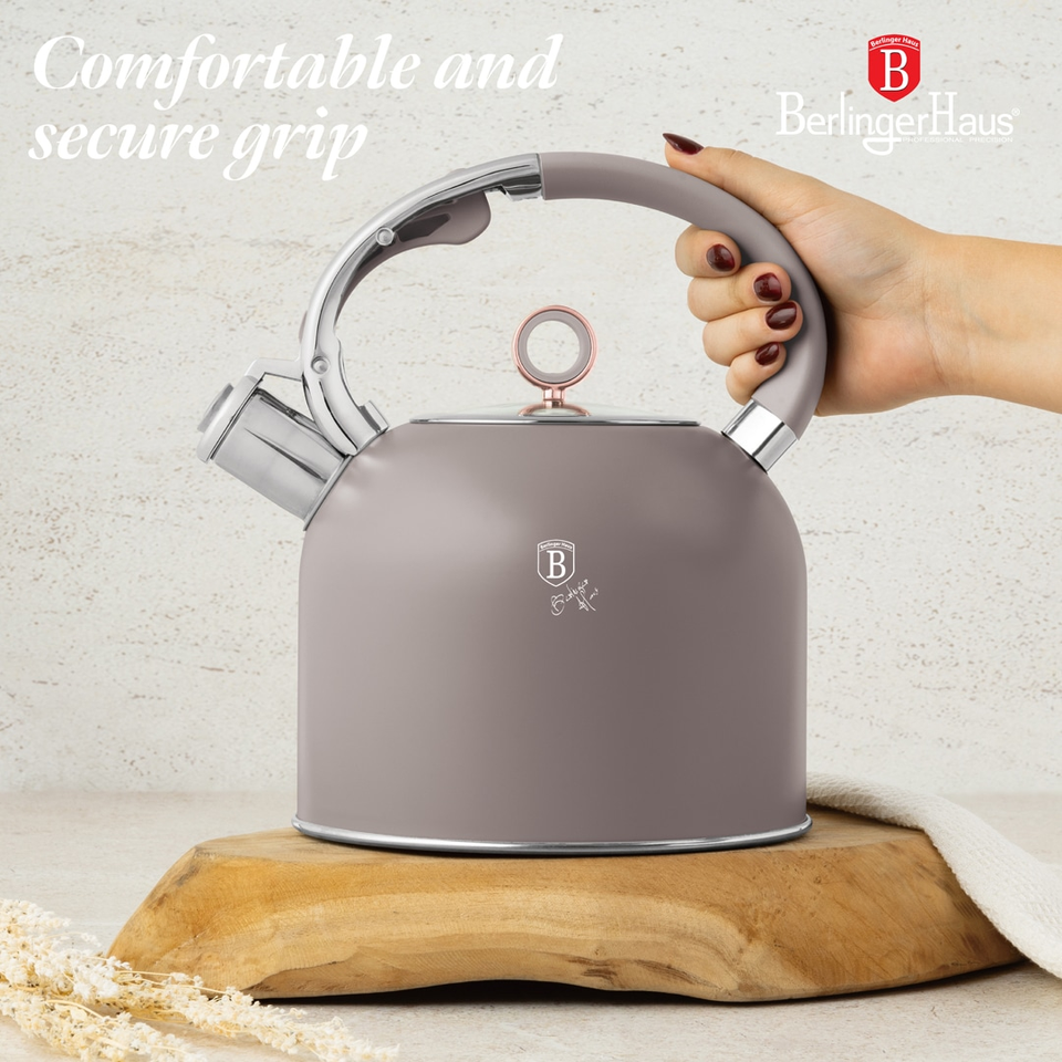 Kettle with Glass Lid 3.0L, Berlinger Haus BH8914 Taupe