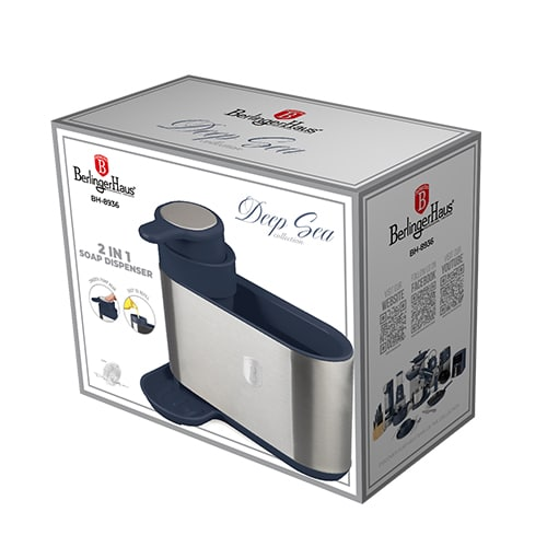 Soap Dispenser, 2-in-1 with Sponge Holder | Matt Blue | Berlinger Haus BH8936