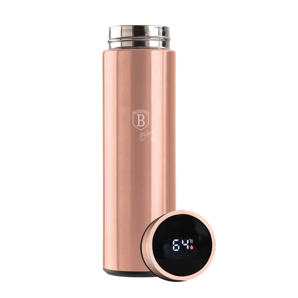 Drinking Bottle with LED Temperature Display, 450 ml | Rose Gold | Berlinger Haus BH7954