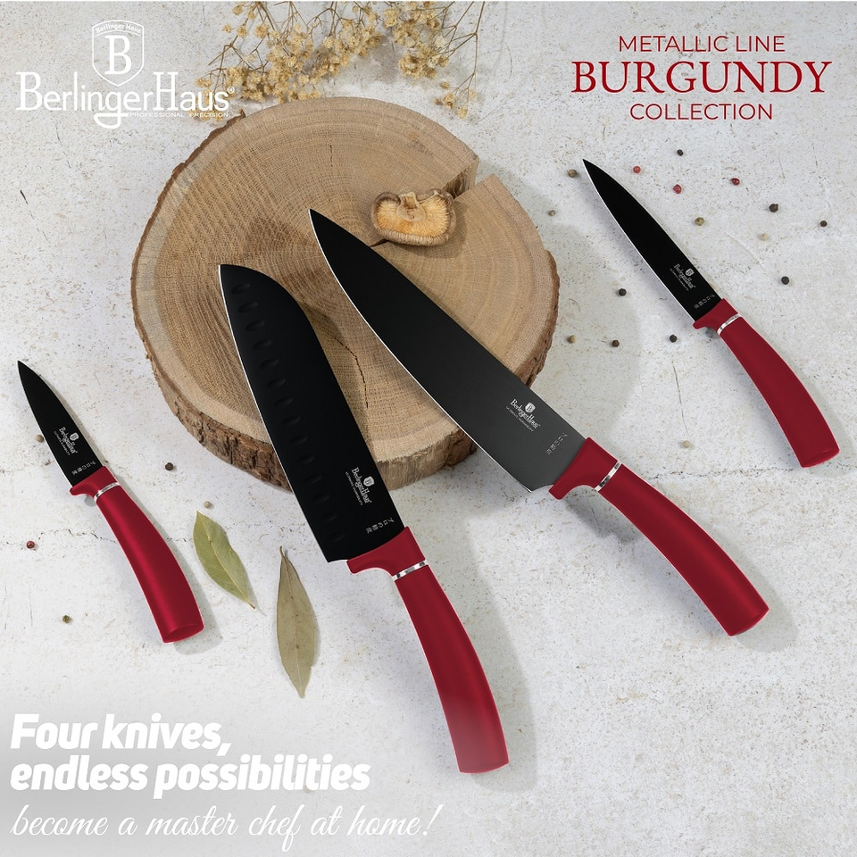4-Piece Knife Set | Burgundy | Berlinger Haus BH2887