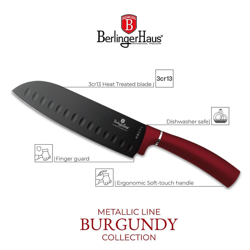 4-Piece Knife Set | Burgundy | Berlinger Haus BH2887