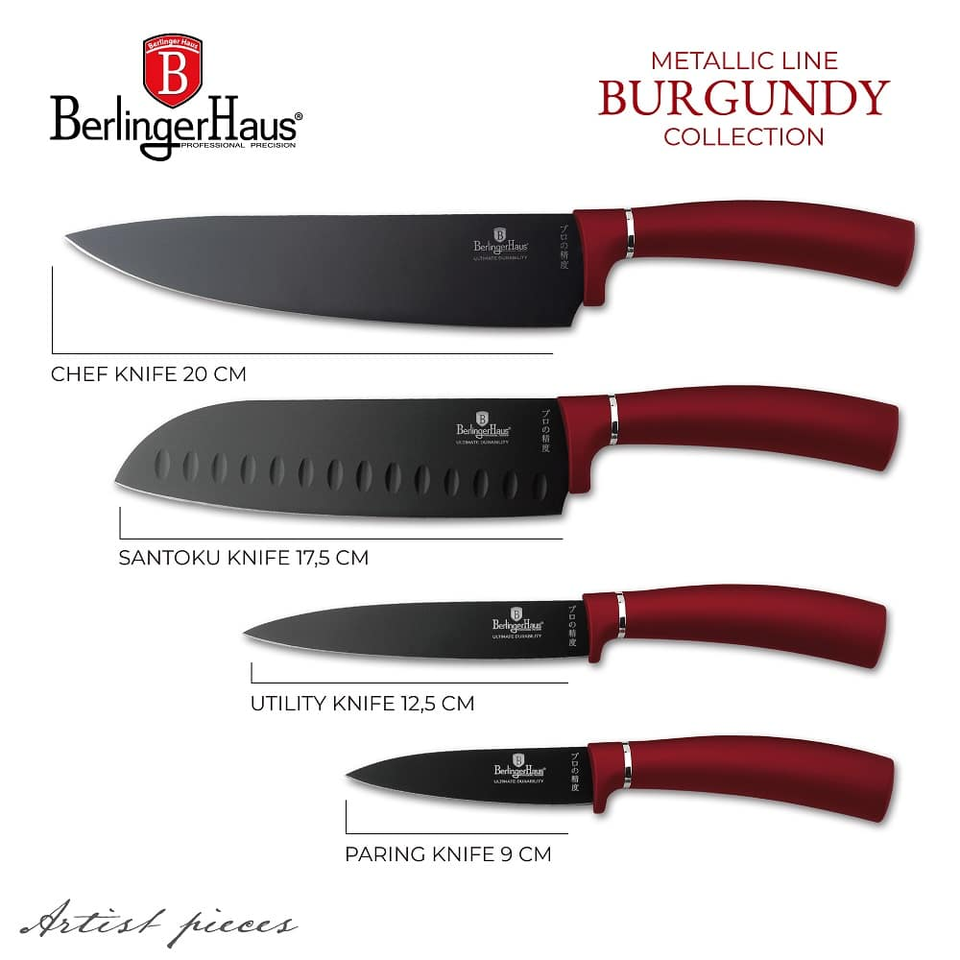 4-Piece Knife Set | Burgundy | Berlinger Haus BH2887