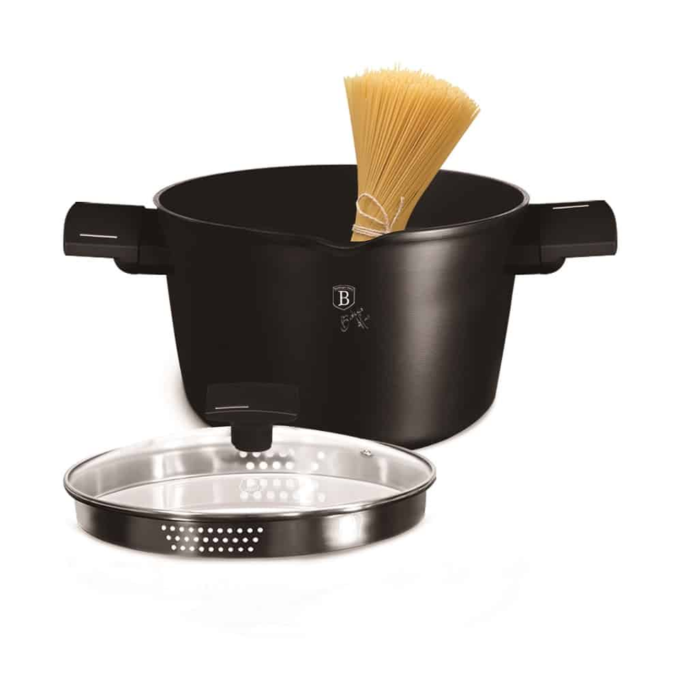 Pasta & Rice Pot with Lid, Ø24 cm | 6L | Matte Black Collection | Berlinger Haus LPBH255