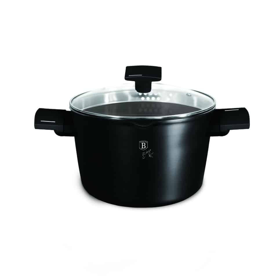 Pasta & Rice Pot with Lid, Ø24 cm | 6L | Matte Black Collection | Berlinger Haus LPBH255