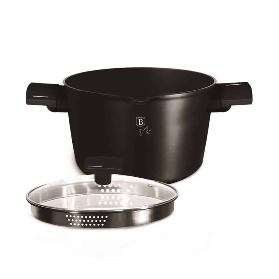 Pasta & Rice Pot with Lid, Ø24 cm | 6L | Matte Black Collection | Berlinger Haus LPBH255
