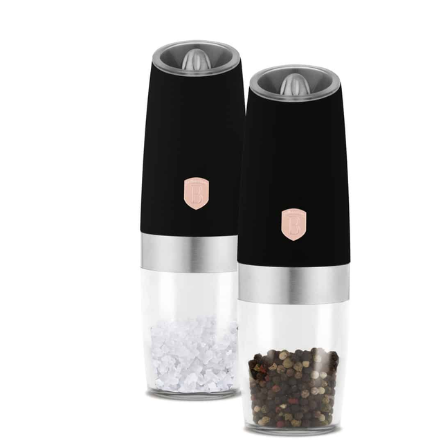Gravity Pepper & Salt Mill Set, 2 pcs | Black – Rose Gold | Berlinger Haus BH9571