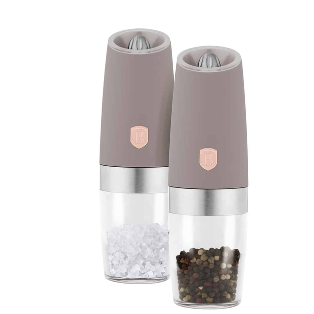 Gravity Pepper & Salt Mill Set, 2 pcs | Matt Taupe | Berlinger Haus BH9548