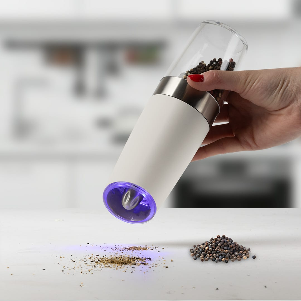 🧂 Gravity Pepper & Salt Mill Set, 2 pcs | Matt Cream | Sahara Berlinger Haus BH9542
