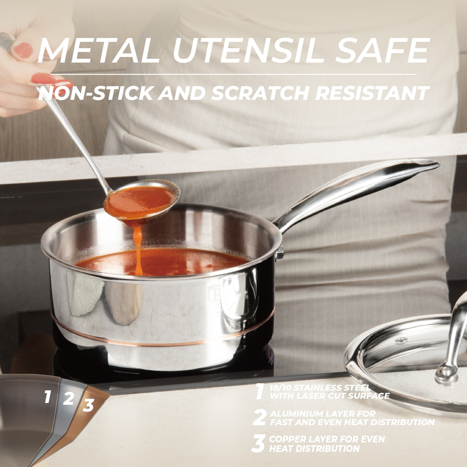 Saucepan with Lid, 16 cm | Copper Touch Collection | Berlinger Haus BH8811