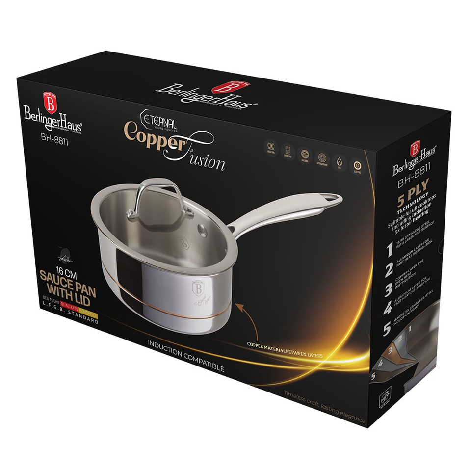 Saucepan with Lid, 16 cm | Copper Touch Collection | Berlinger Haus BH8811