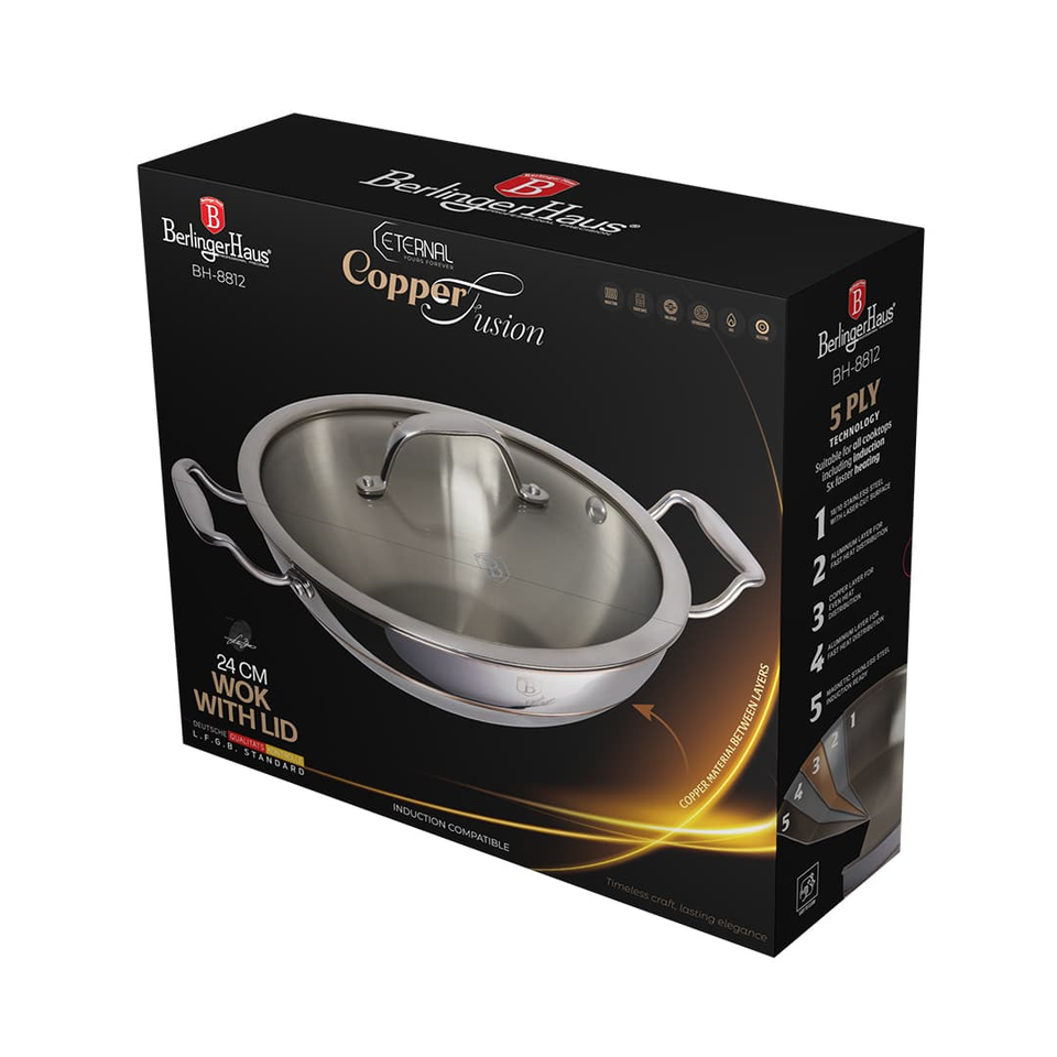 Wok with Lid, 24 cm | Copper Touch Collection | Berlinger Haus BH8812