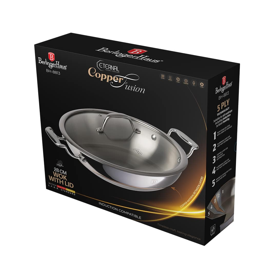 Wok with Lid, 28 cm | Copper Touch Collection | Berlinger Haus BH8813
