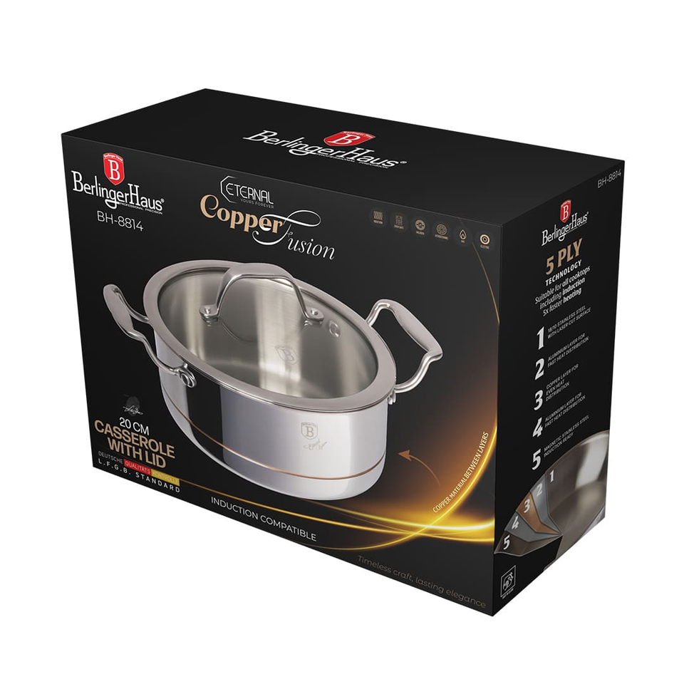Casserole with Lid, 20 cm | Copper Touch Collection | Berlinger Haus BH8814