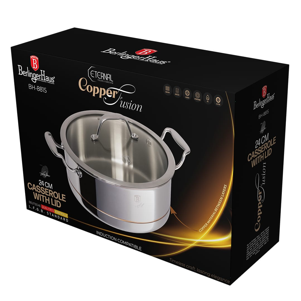 Casserole with Lid, 24 cm | Copper Touch Collection | Berlinger Haus BH8815