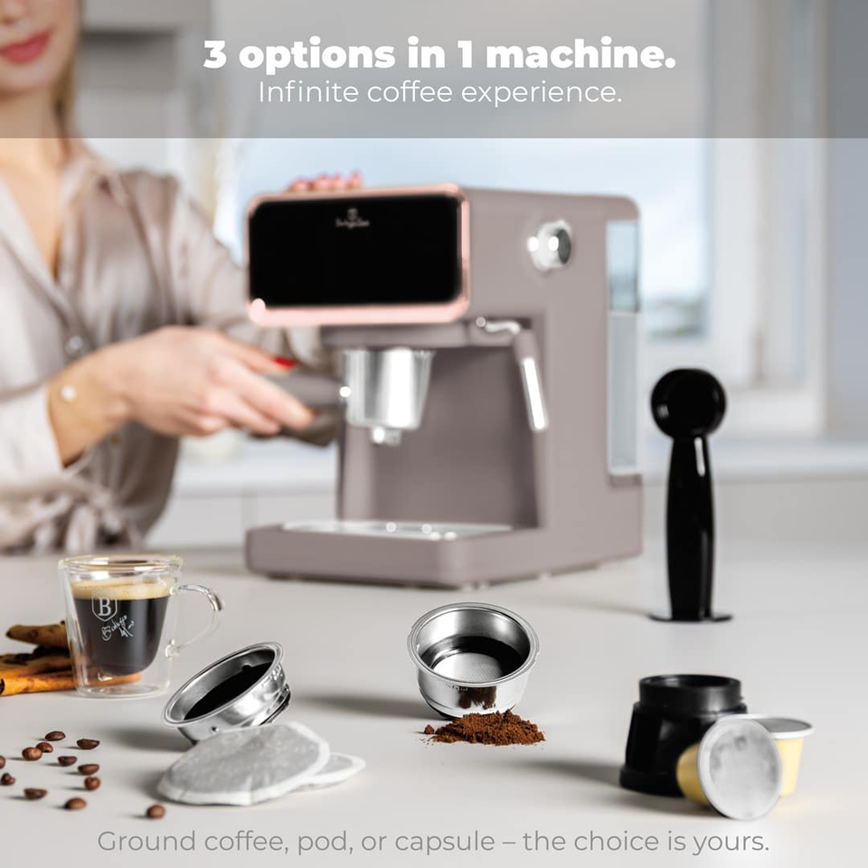 Digital Espresso Coffee Maker, 3 in 1 Berlinger Haus BH9846