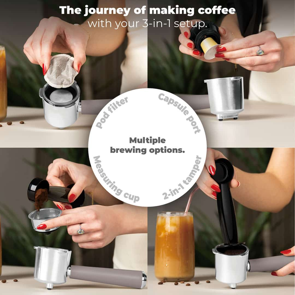 Digital Espresso Coffee Maker, 3 in 1 Berlinger Haus BH9846