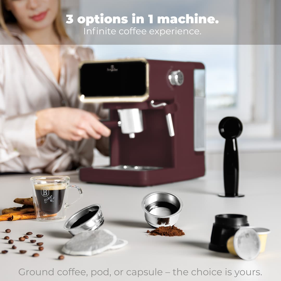 Digital Espresso Coffee Maker, 3 in 1 Berlinger Haus BH9848