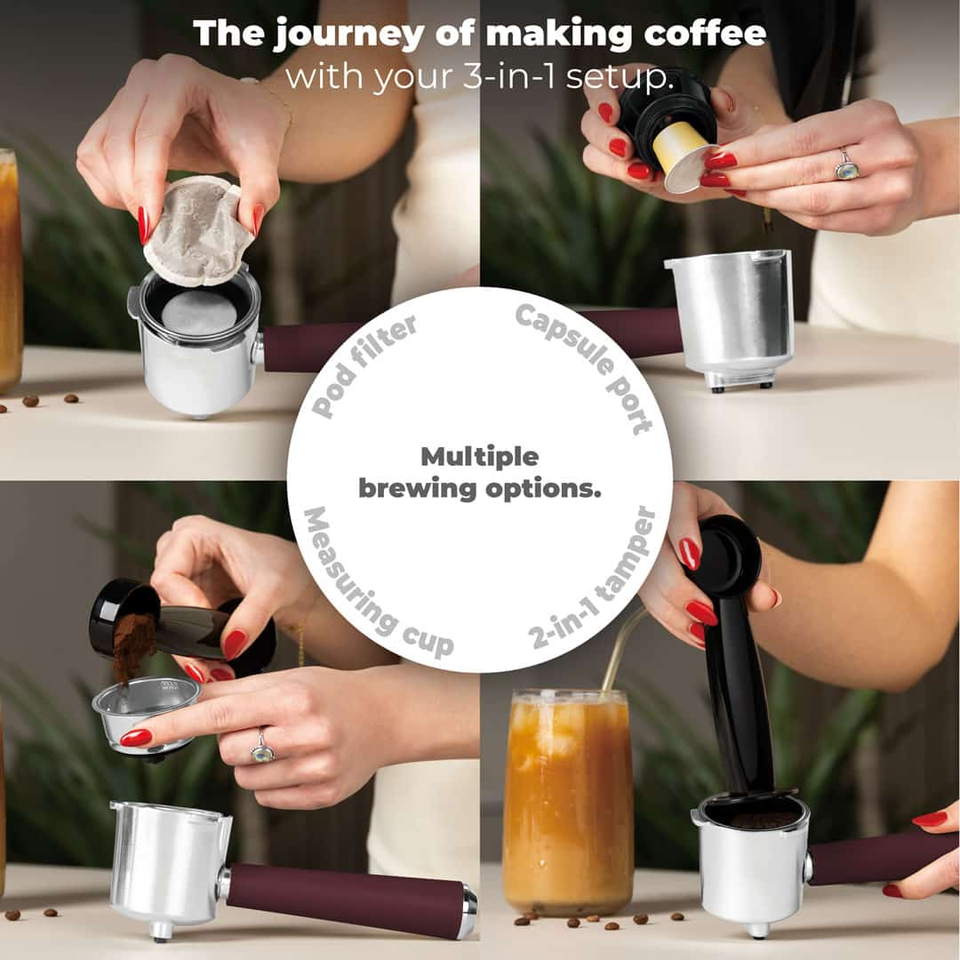 Digital Espresso Coffee Maker, 3 in 1 Berlinger Haus BH9848