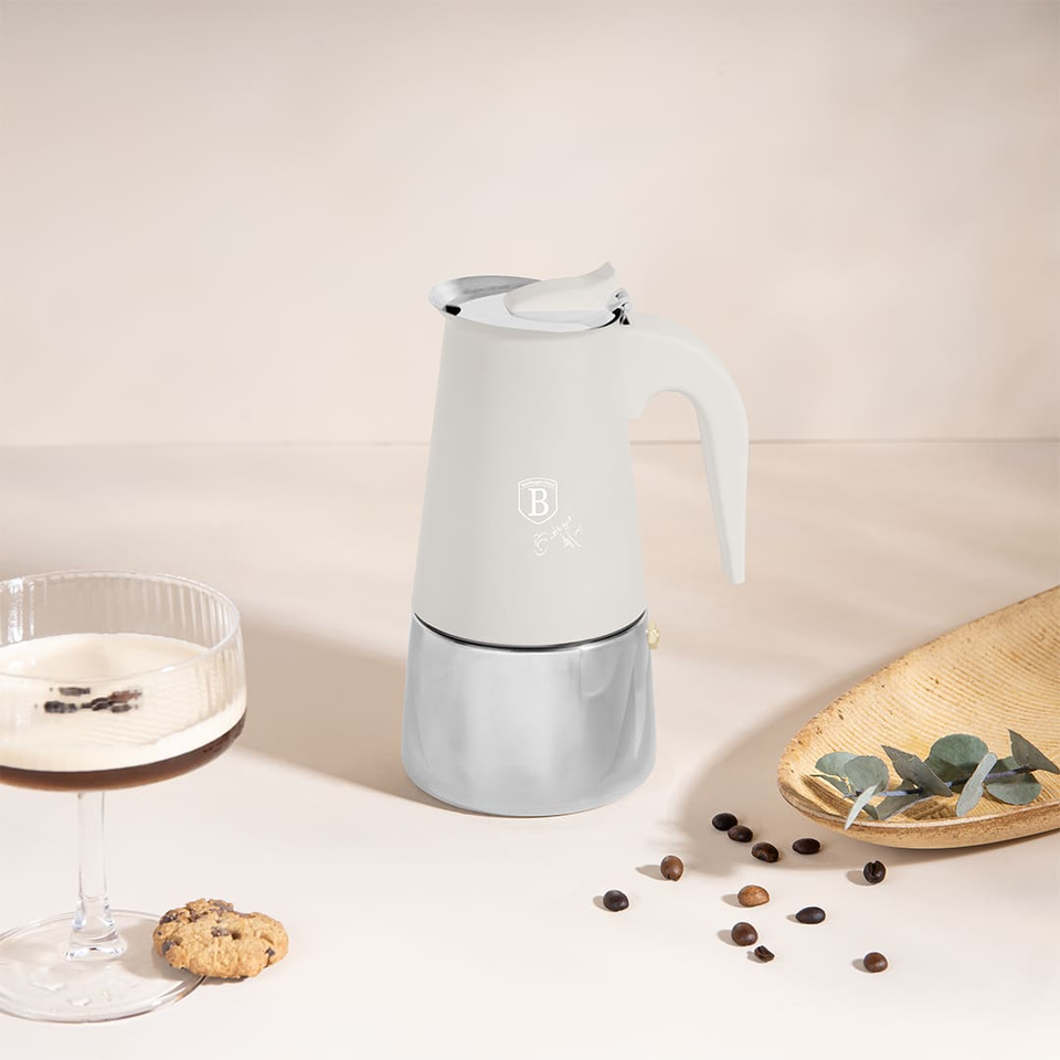 Coffee Maker, 6 Cups, Matt Cream Sahara | Induction Compatible | Berlinger Haus BH8911