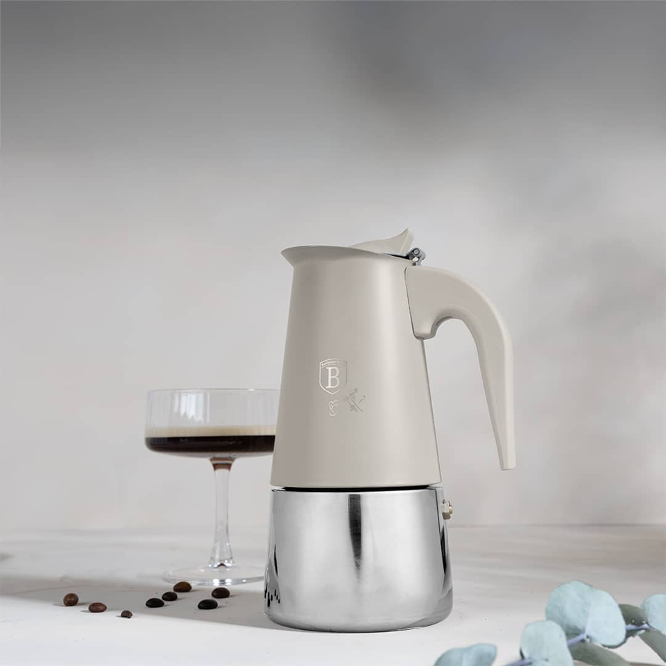 Coffee Maker, 6 Cups, Matt Cream Sahara | Induction Compatible | Berlinger Haus BH8911