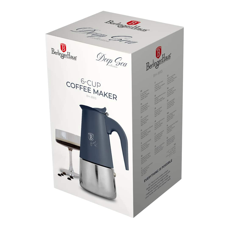 Coffee Maker, 6 Cups, Matt Blue | Induction Compatible | Berlinger Haus BH8913