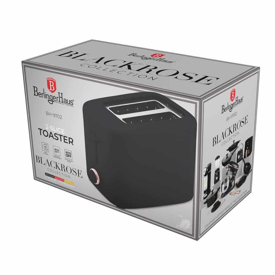 Toaster with Cover, Black–Rose Gold | Berlinger Haus BH9702