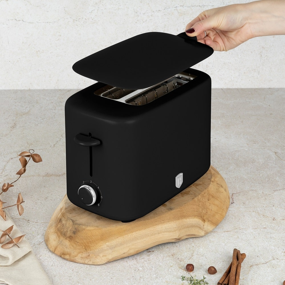 Toaster with Cover, Black–Silver | Berlinger Haus BH9703
