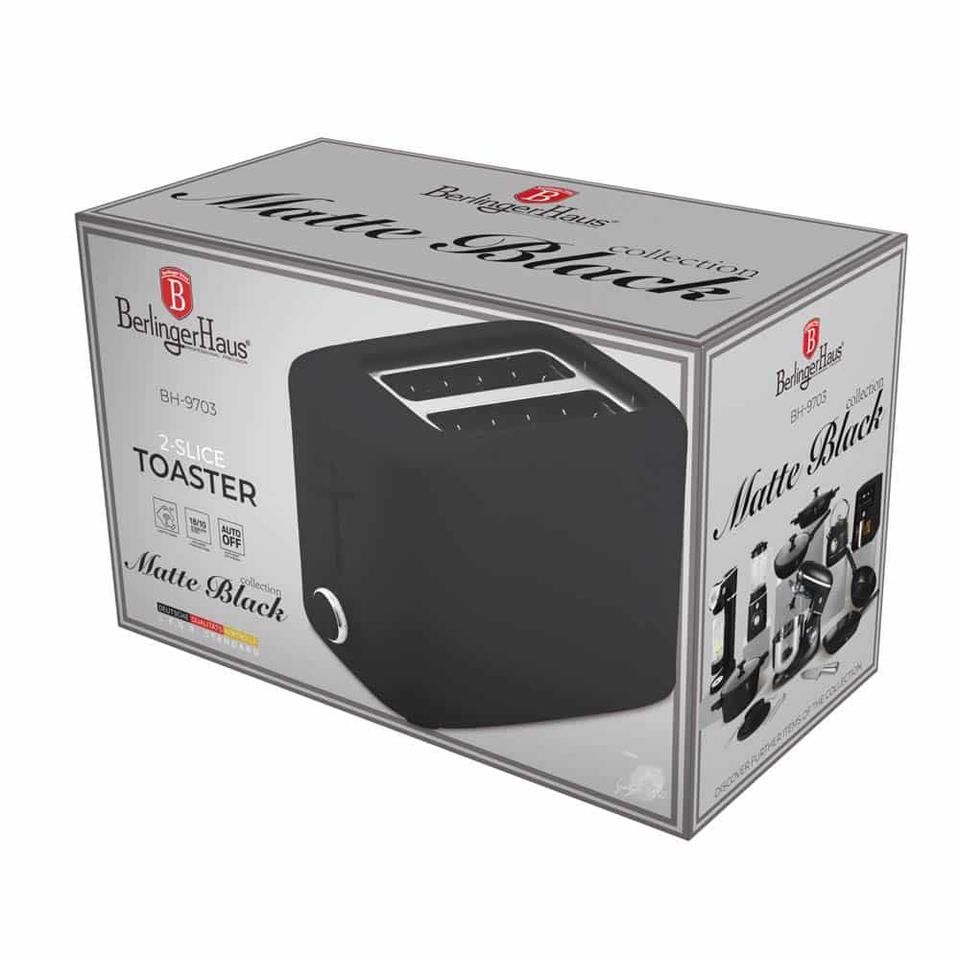 Toaster with Cover, Black–Silver | Berlinger Haus BH9703