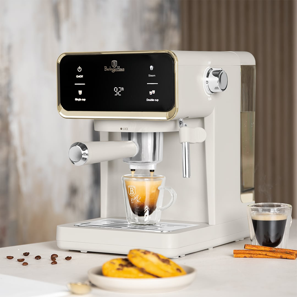 Digital Espresso Coffee Maker, 3 in 1 | Sahara Matt Cream | Berlinger Haus BH9847