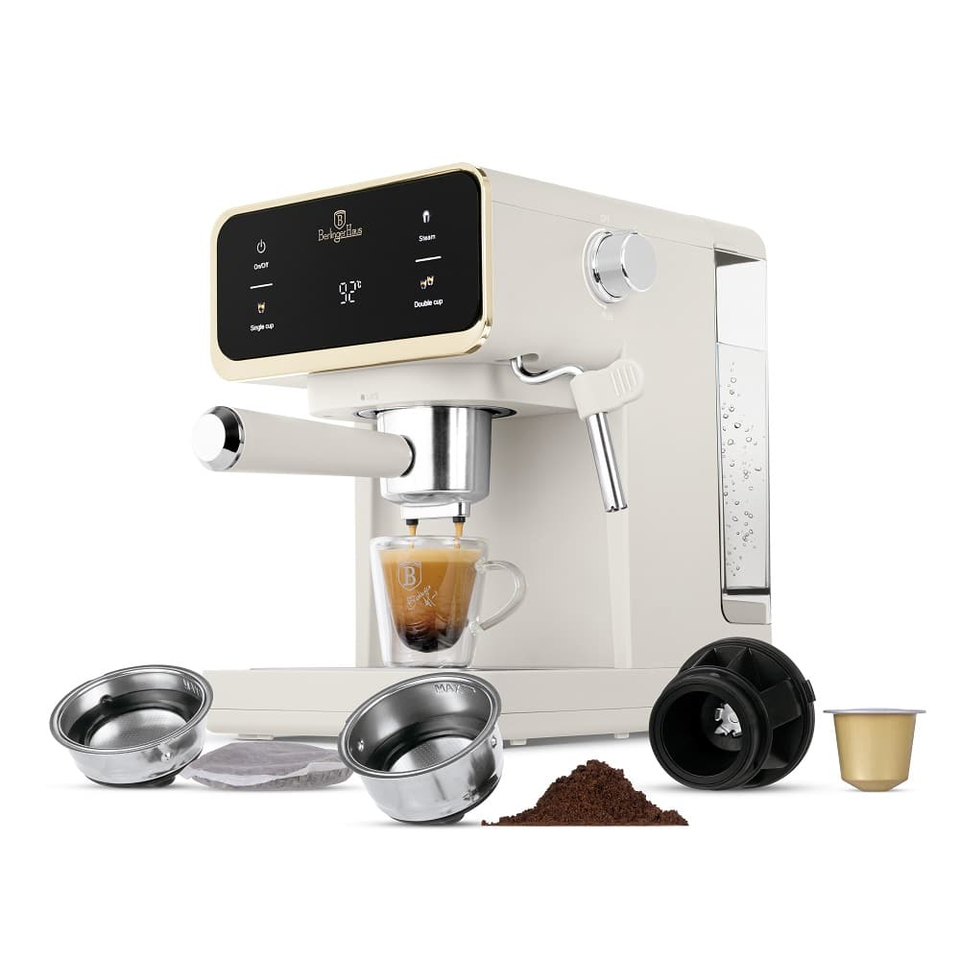 Digital Espresso Coffee Maker, 3 in 1 | Sahara Matt Cream | Berlinger Haus BH9847