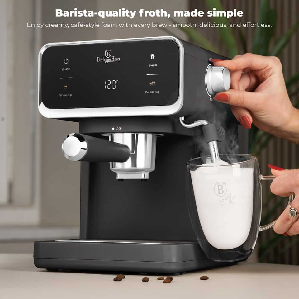 Digital Espresso Coffee Maker, 3 in 1 | Matt Anthracite | Berlinger Haus BH9852