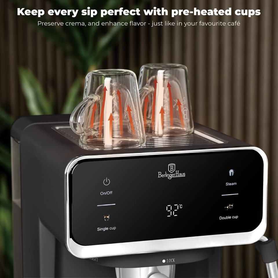 Digital Espresso Coffee Maker, 3 in 1 | Matt Anthracite | Berlinger Haus BH9852