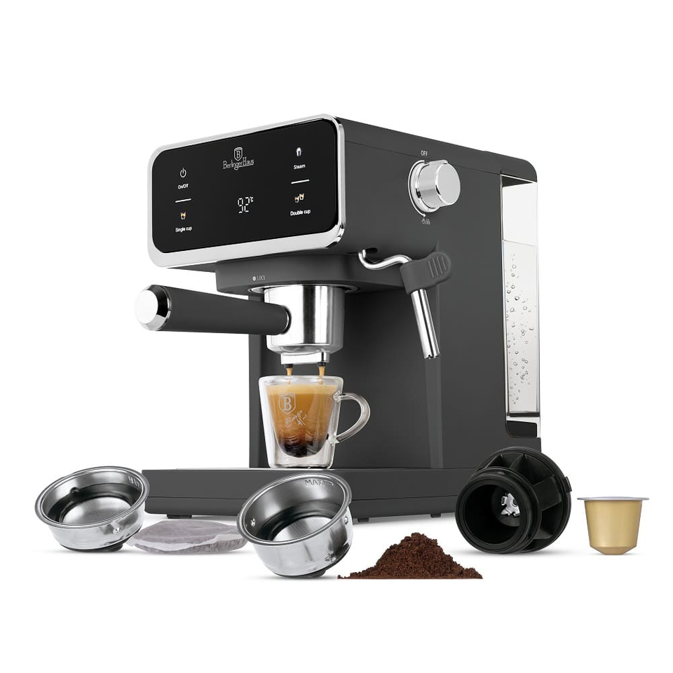 Digital Espresso Coffee Maker, 3 in 1 | Matt Anthracite | Berlinger Haus BH9852